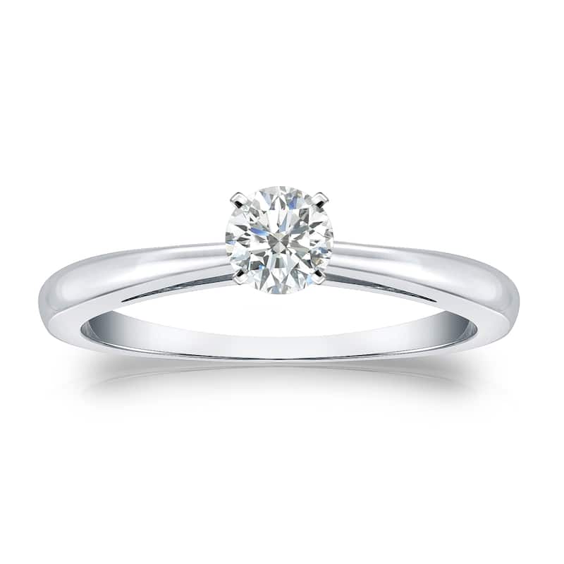 Auriya 18k Gold 1/4 carat TW Round Solitaire Diamond Engagement Ring (I-J, SI1-SI2)
