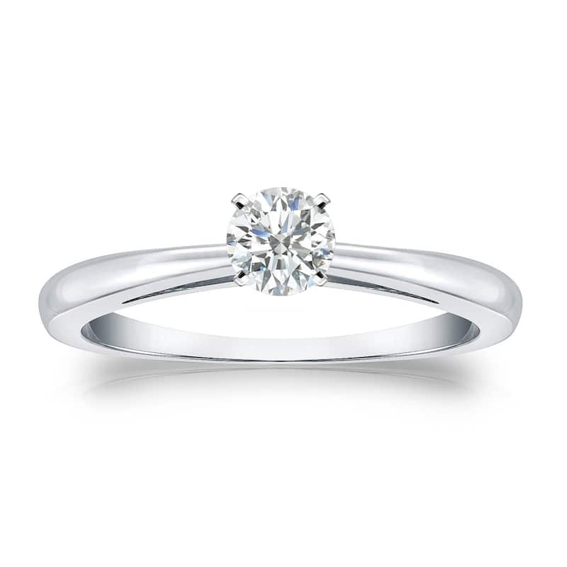 Auriya 18k Gold 1/4 carat TW Round Solitaire Diamond Engagement Ring (I-J, SI1-SI2) - 4 - White