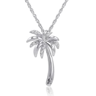 palm tree necklace pendant diamond sterling silver amanda rose kate symbolism hudson chain inch gold