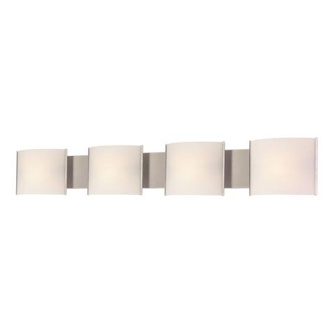 Alico Pannelli Stainless Steel and Hand-Molded White Opal Glass 4-light Vanity