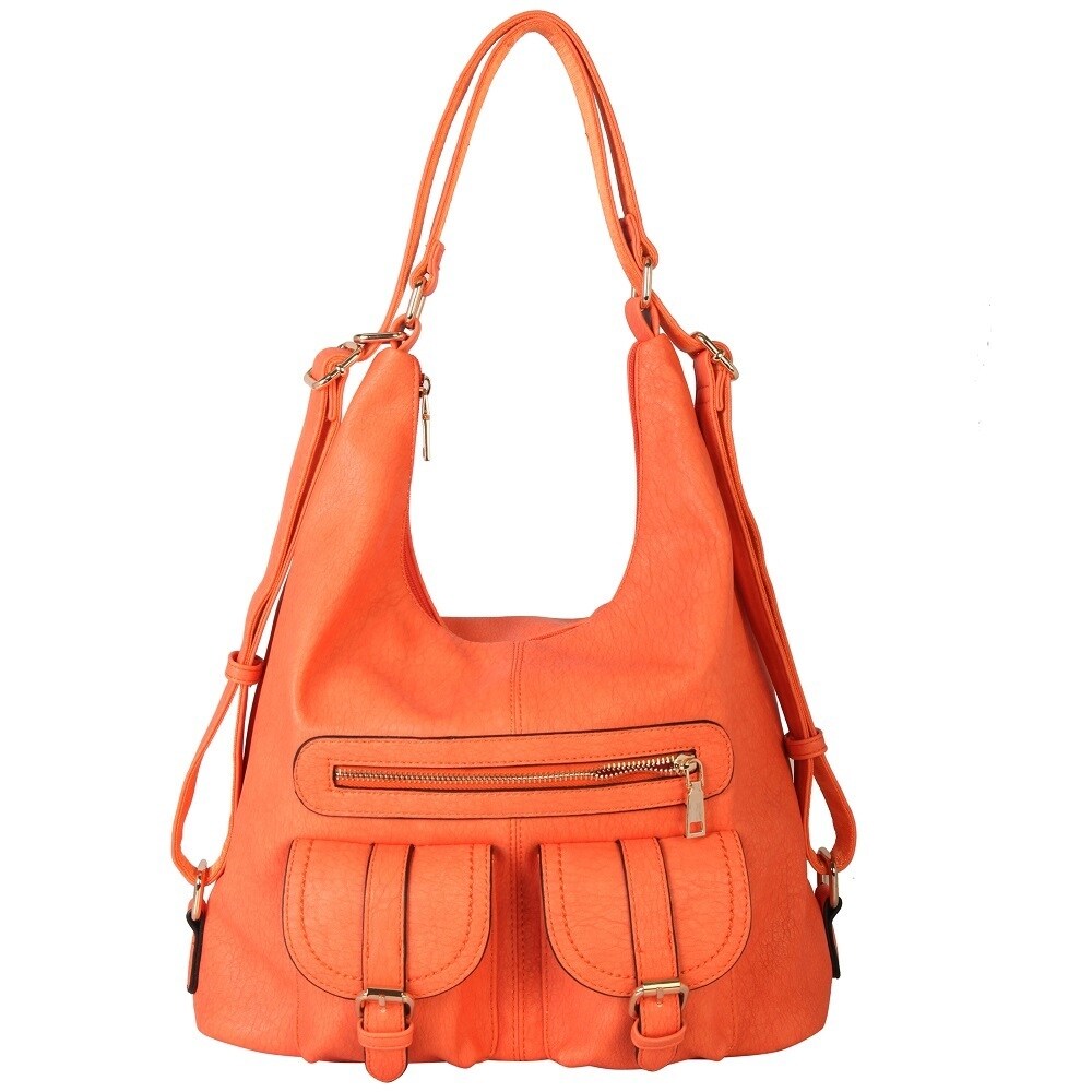 Shop Diophy Faux Leather Double Front Pocket Hobo Handbag Free