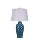 26 inch Blue Ceramic Table Lamp with Lattice Design - On Sale - Bed ...