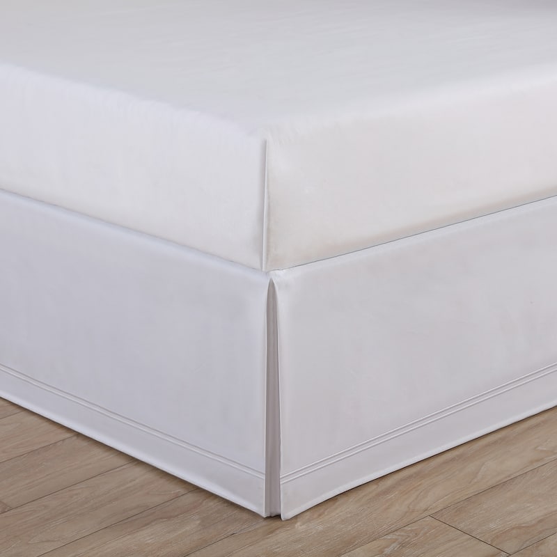 Baratta Stitch Embroidery 14-inch Drop Bed Skirt - Twin - White