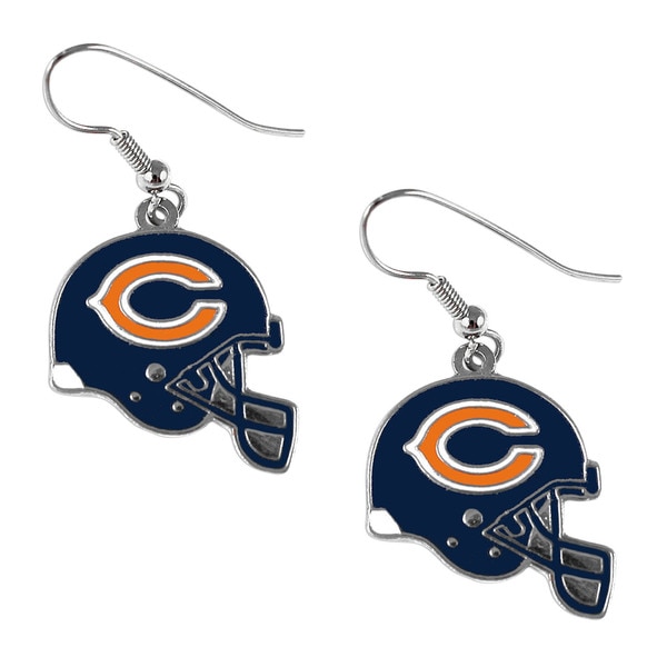 Chicago Bears Nfl Helmet Shaped J Hook Silver Tone Earring Set Chicago Bears Nfl Helmet Shaped J Hook Silver Tone Earring Set Charm Gift