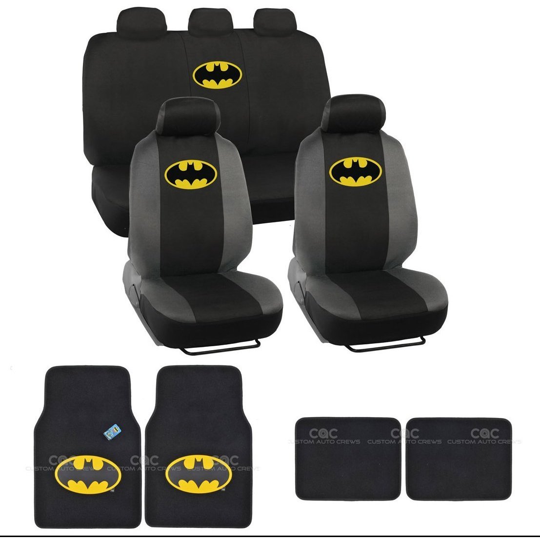 Shop Gold Batman Logo Seat Cover Set With Rubber Floor Mats Free