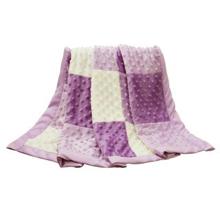 The Peanut Shell Zoe Purple Minky Dot Patchwork Blanket