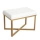 preview thumbnail 2 of 8, Silver Orchid Hartau Rectangular Ottoman with White Velvet Tufted Cushion and Gold Metal X Base