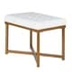 preview thumbnail 5 of 8, Silver Orchid Hartau Rectangular Ottoman with White Velvet Tufted Cushion and Gold Metal X Base