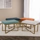 preview thumbnail 6 of 8, Silver Orchid Hartau Rectangular Ottoman with White Velvet Tufted Cushion and Gold Metal X Base