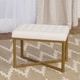 preview thumbnail 1 of 8, Silver Orchid Hartau Rectangular Ottoman with White Velvet Tufted Cushion and Gold Metal X Base White