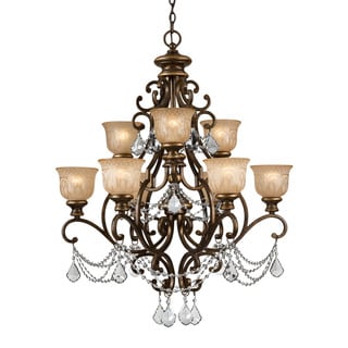 Norwalk 9 Light Clear Crystal Bronze Umber Chandelier - 34'' W x 41.25'' H