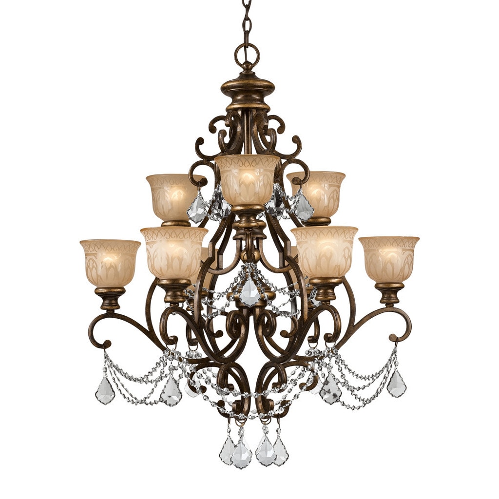Crystorama Norwalk Collection 9-light Bronze Umber/Crystal Chandelier - Chandeliers For Bedrooms by Overstock.com