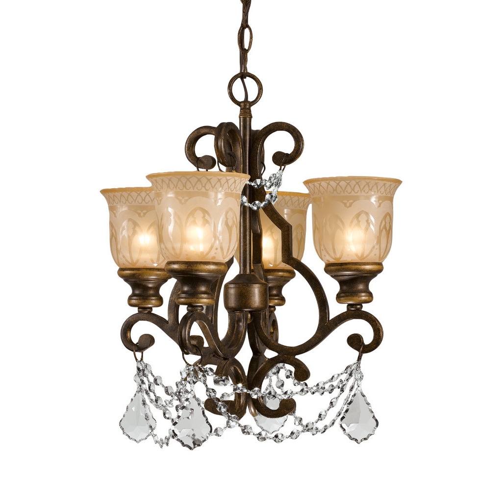 Crystorama Norwalk Collection 4-light Bronze Umber/Austrian Crystal Spectra Crystal Mini Chandelier - Chandeliers For Bedrooms by Overstock.com
