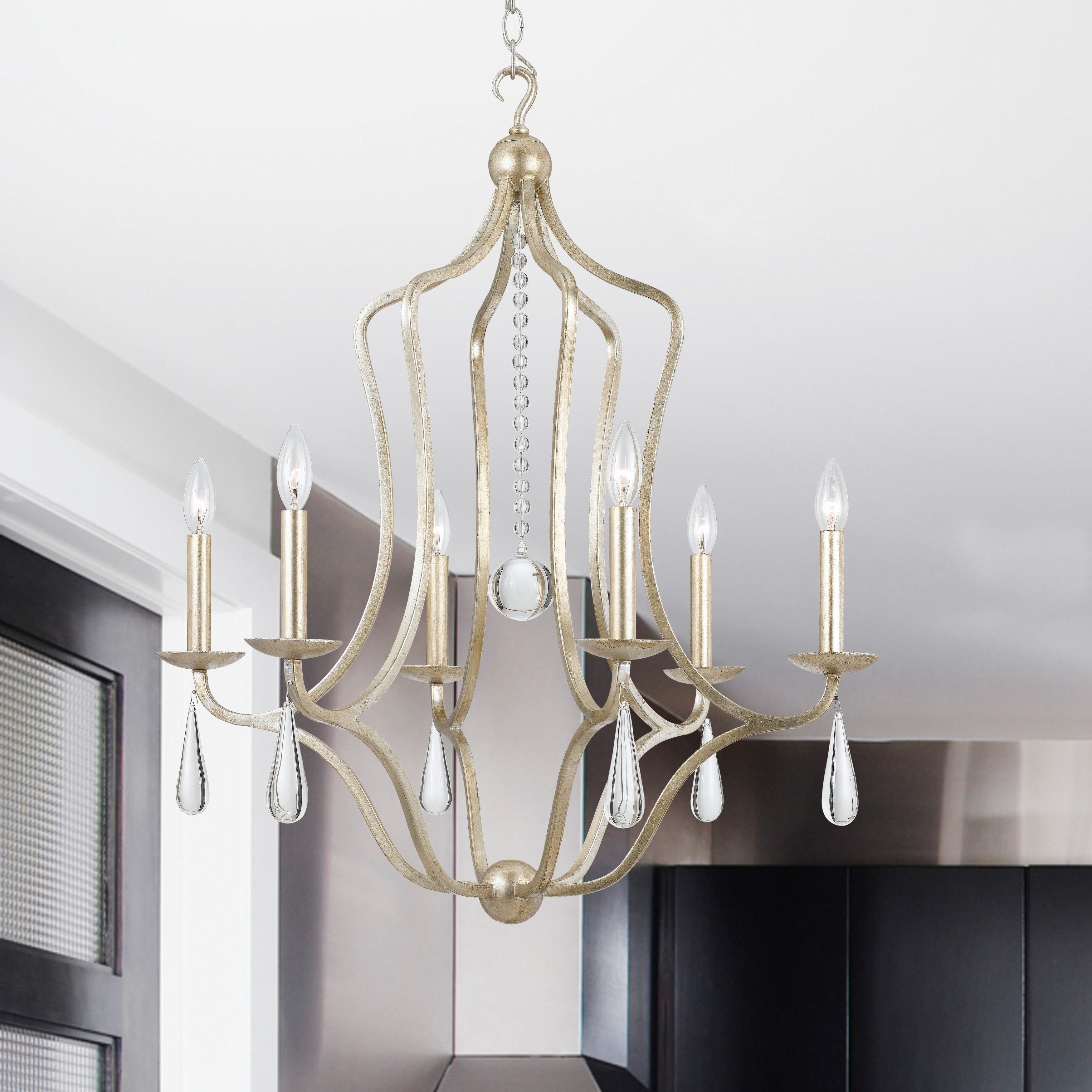Crystorama Manning Collection 6-light Silver Leaf Chandelier - Chandeliers For Bedrooms by Overstock.com