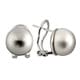 preview thumbnail 3 of 1, Sterling Silver Freshwater Pearl Omega Clip Stud Earrings (12-13mm) Grey