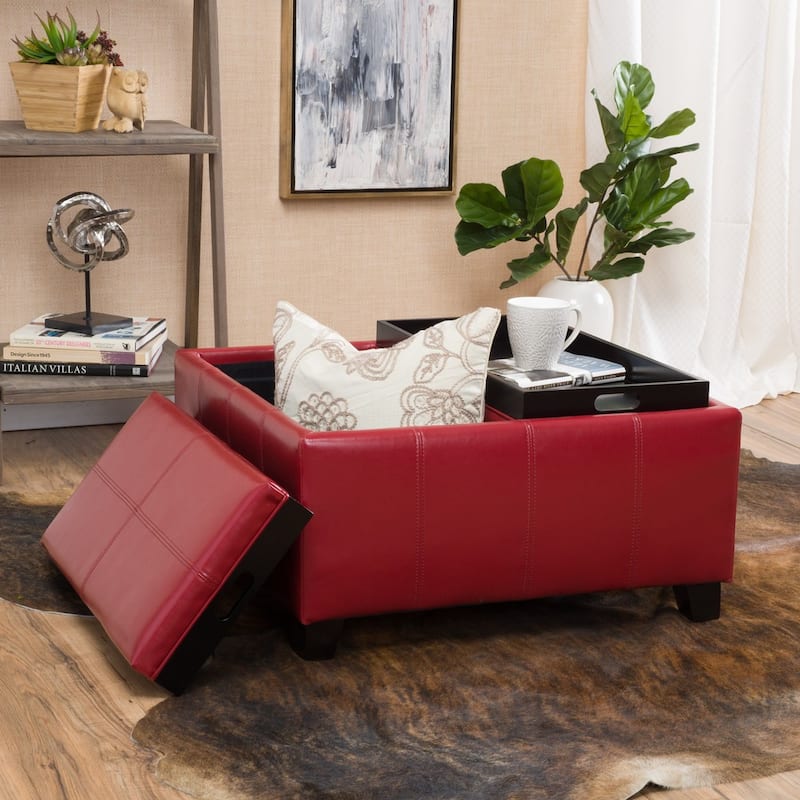 Mansfield Tray-top Storage Ottoman by Christopher Knight Home
