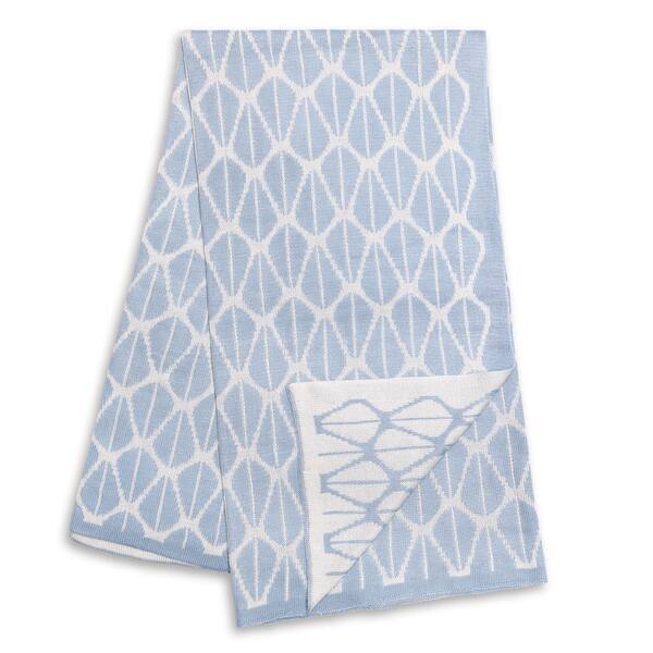 slide 1 of 1, The Peanut Shell Blue and White Reversible Bamboo Blanket