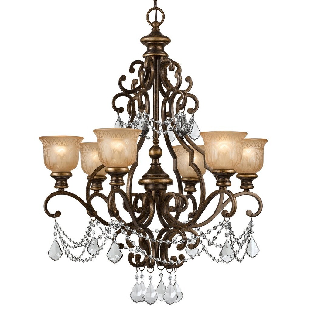 Crystorama Norwalk Collection 6-light Bronze Umber/Austrian Crystal Spectra Crystal Chandelier - Chandeliers For Bedrooms by Overstock.com