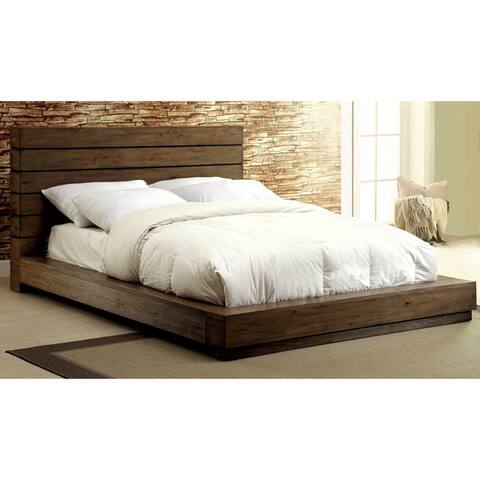 Furniture of America Emallson Rustic 4-piece Natural Tone Low Profile Bedroom Set