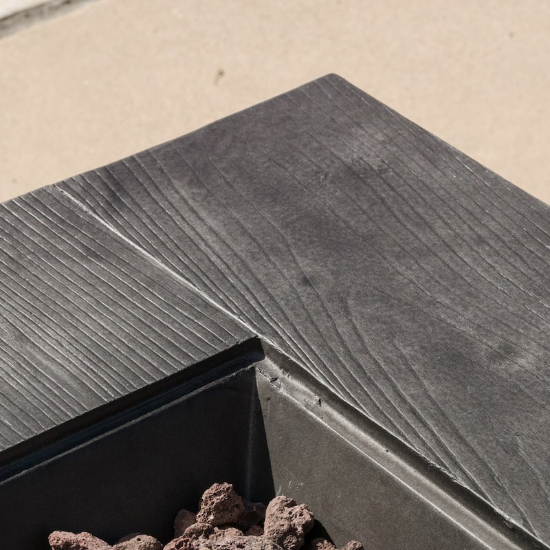 Anchorage Concrete/ Iron Outdoor Liquid Propane Fire Table Set with Lava Rock by Christopher Knight Home - N/A