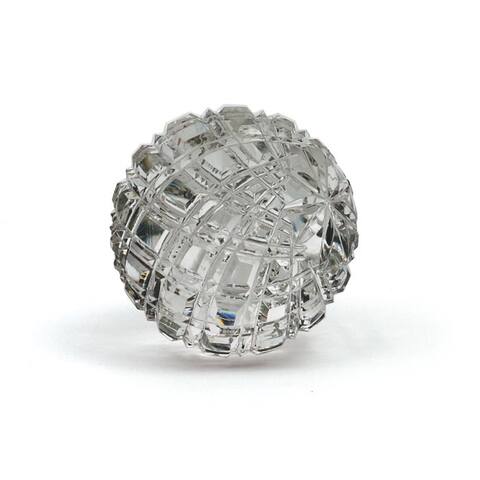 Clear Hand-blown and Cut Glass Checked Ball