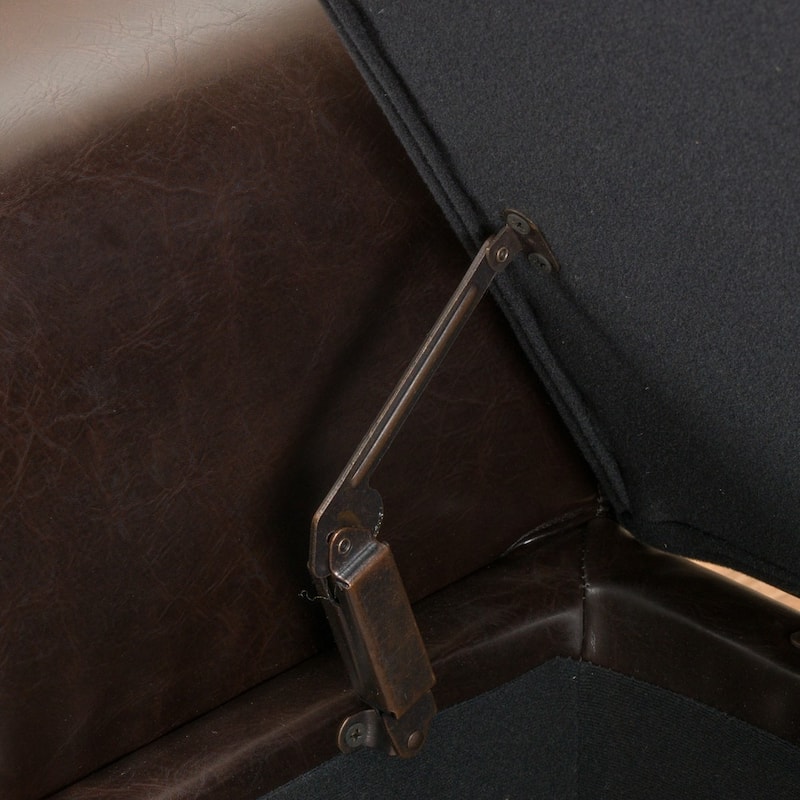 Torino Contemporary Upholstered Storage Ottoman Bench with Rolled Arms by Christopher Knight Home
