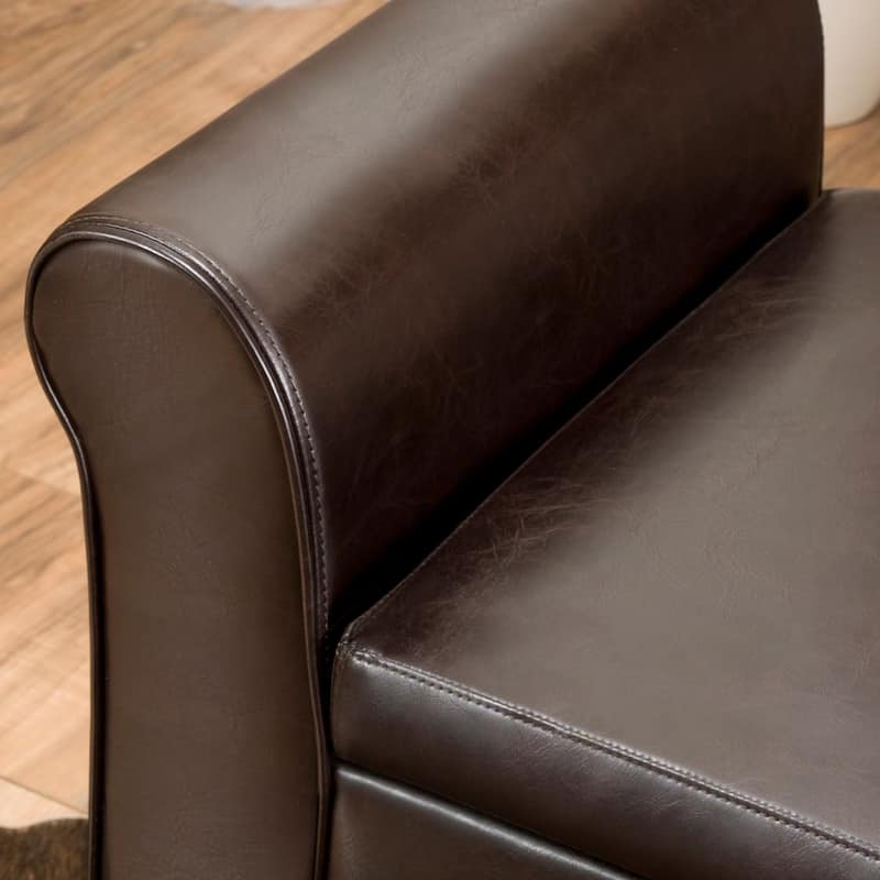 Torino Contemporary Upholstered Storage Ottoman Bench with Rolled Arms by Christopher Knight Home