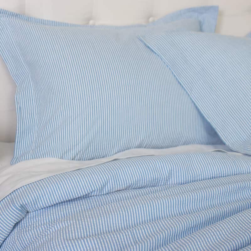 Connie Blue Cotton Seersucker Duvet Cover