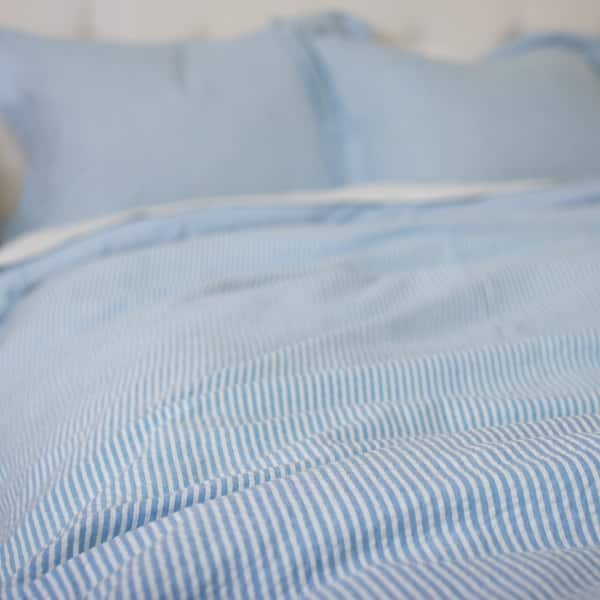 Shop Connie Blue Cotton Seersucker Duvet Cover On Sale