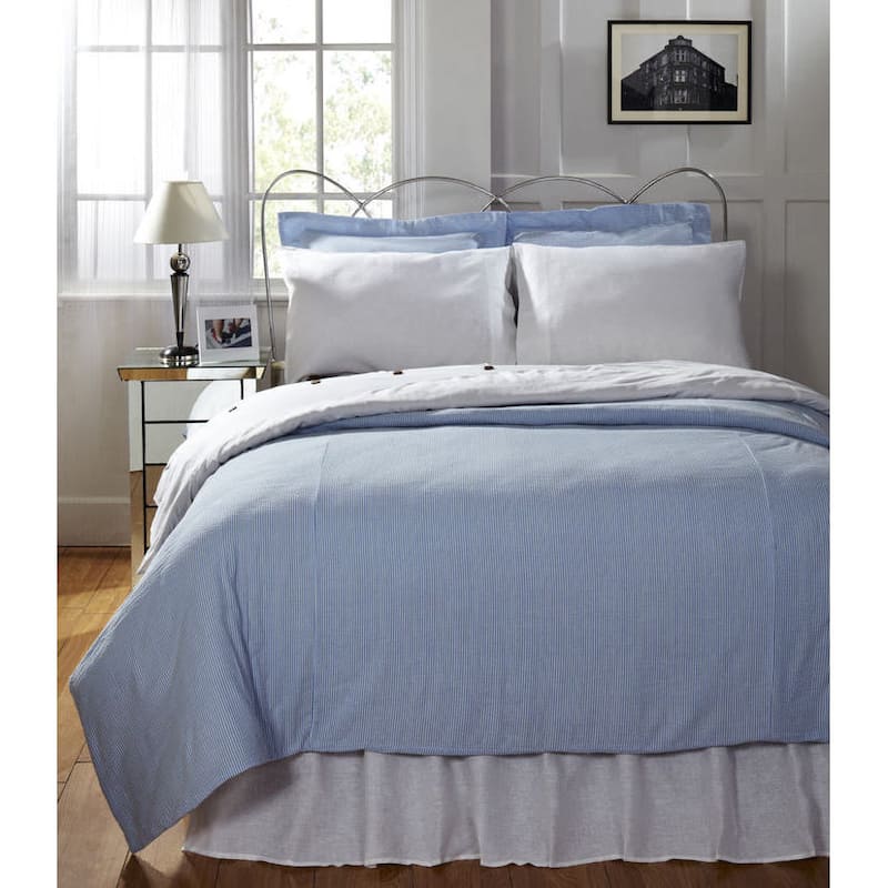 Connie Blue Cotton Seersucker Duvet Cover - King