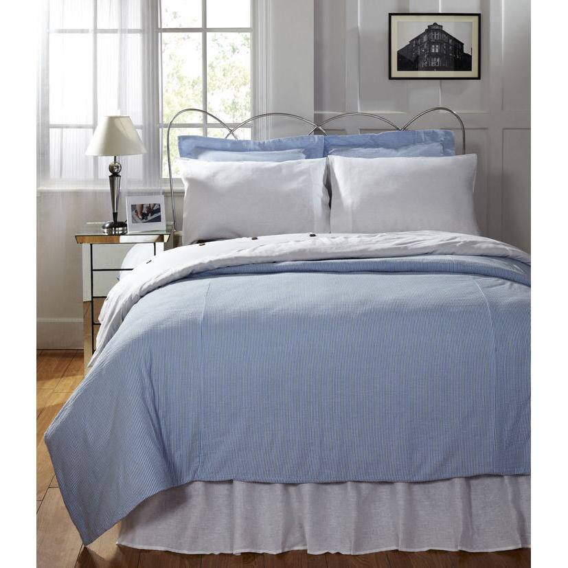 Connie Blue Cotton Seersucker Duvet Cover