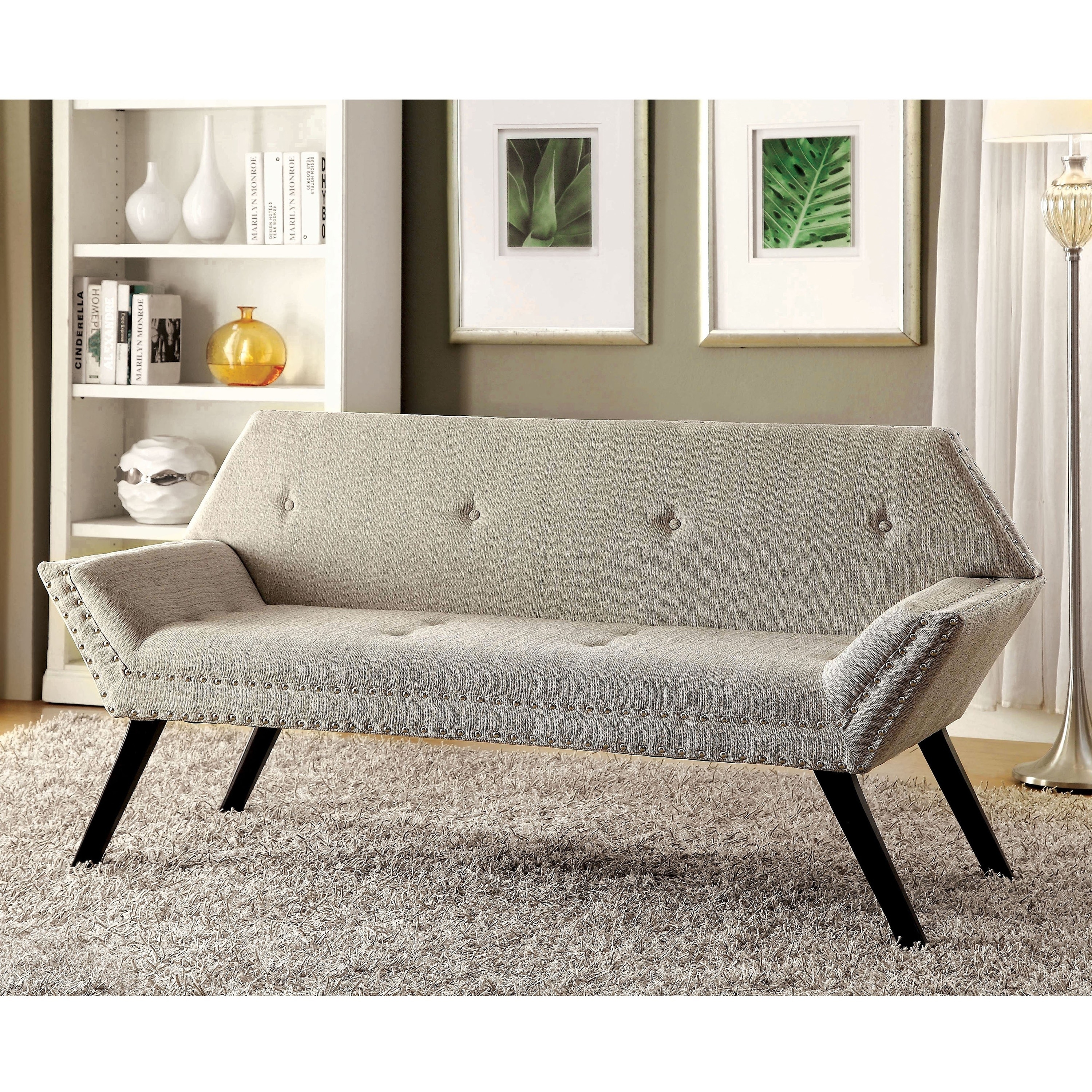 Furniture Of America Rora Contemporary Linen Tufted Accent Bench