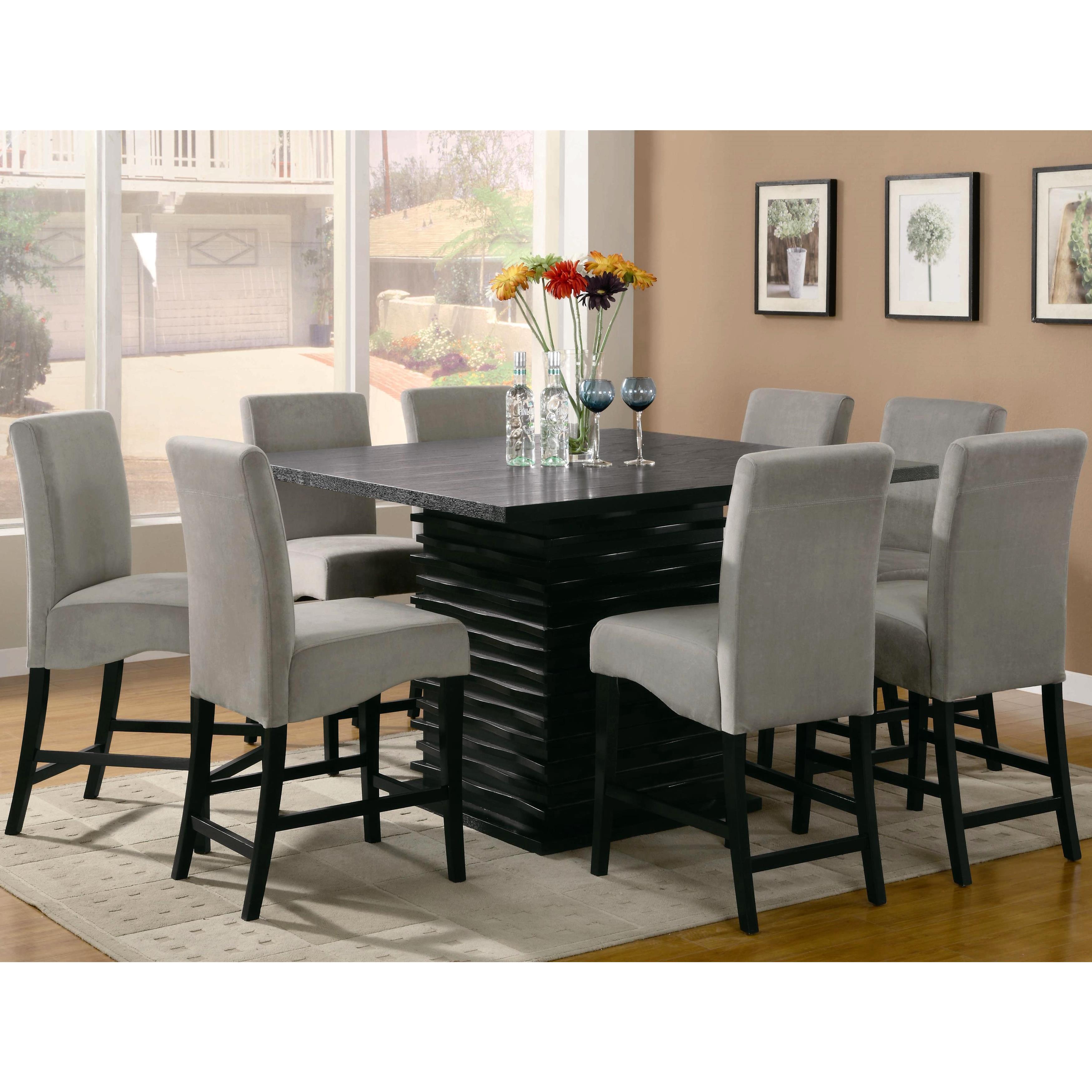 Modern Black Dazzling Wave Design Grey Upholstered Counter Height Dining Set Overstock 11414281