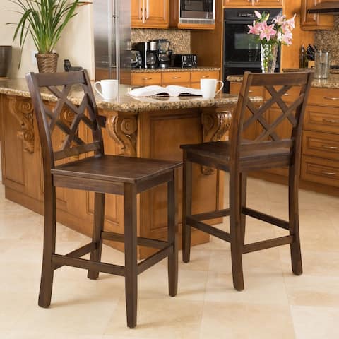 Naples Acacia 26-inch Wood Counter Stool (Set of 2) by Christopher Knight Home