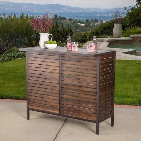 Milos Outdoor Acacia Wood Bar Table by Christopher Knight Home