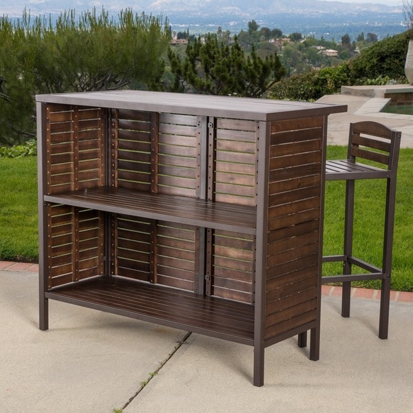 Milos Outdoor Acacia Wood Bar Table by Christopher Knight Home Patio ...