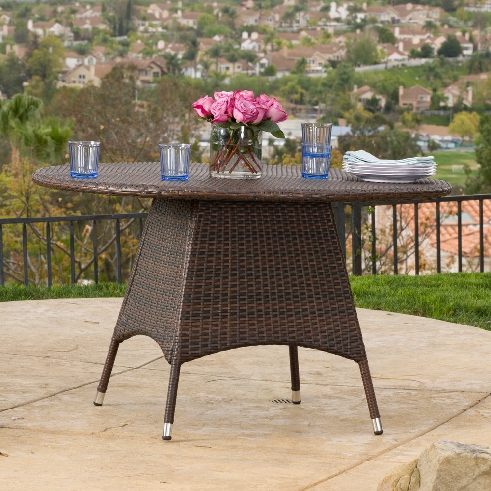 all weather wicker round dining table