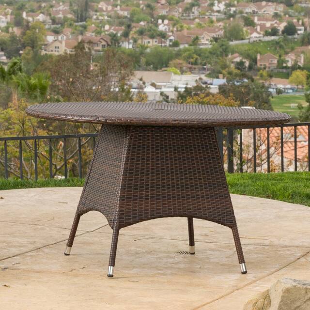 Corsica Outdoor Wicker Round Dining Table by Christopher Knight Home - 48.00" L x 48.00" W x 28.25" H