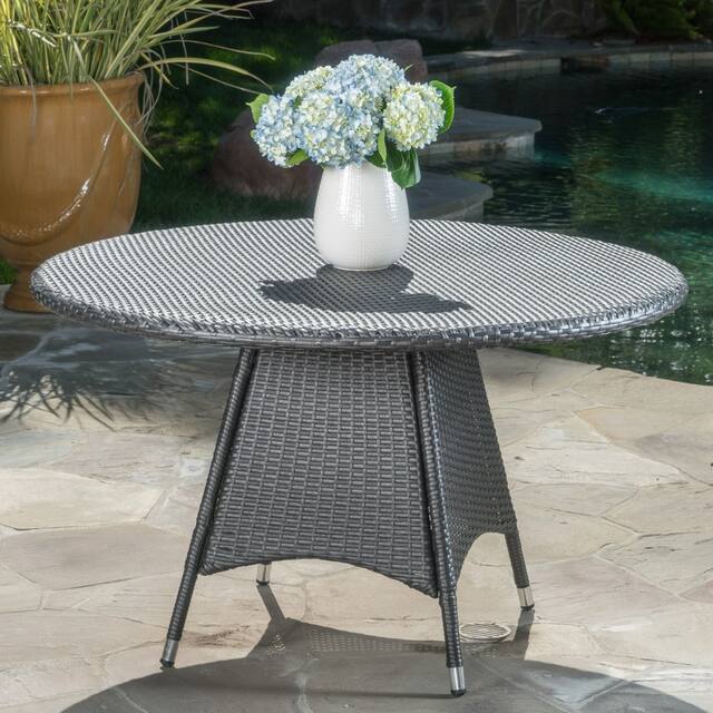 Corsica Outdoor Wicker Round Dining Table by Christopher Knight Home - 48.00" L x 48.00" W x 28.25" H - Grey