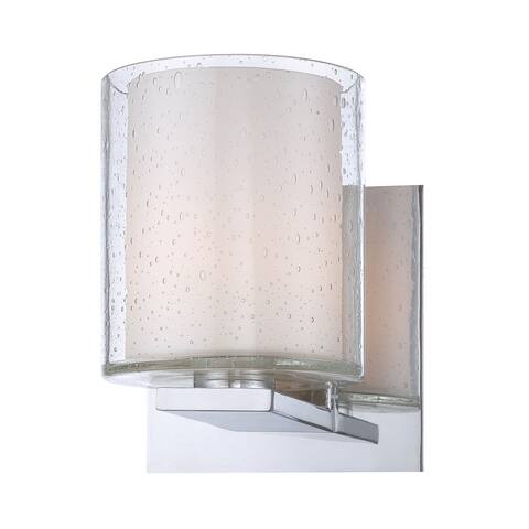 Alico Combo 1-light Vanity with Chrome and Clear Stromboli Outer Glass with White Opal Inner Glass