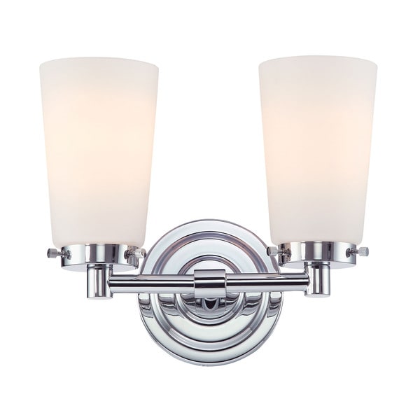 Alico Madison 2 Light Vanity With Chrome And White Opal Gl Alico Madison 2 Light Vanity With Chrome And White Opal Gl