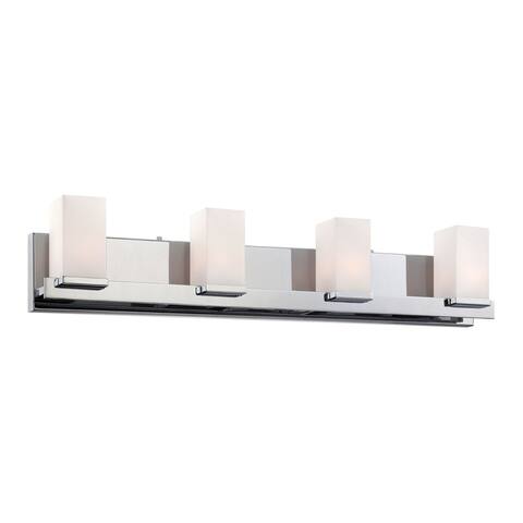 Alico Sleek 4-light Vanity with Chrome and White Opal Glass