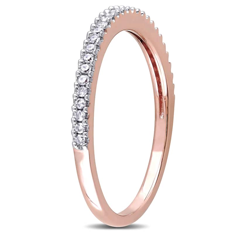 Miadora 14k Rose Gold 1/6ct TDW Diamond Semi Eternity Wedding Band - White