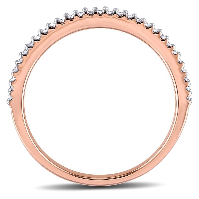 Miadora 14k Rose Gold 1/6ct TDW Diamond Semi Eternity Wedding Band - White
