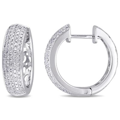 Miadora Signature Collection 14k White Gold 1ct TDW Diamond Hoop Earrings (G-H, SI1-SI2)