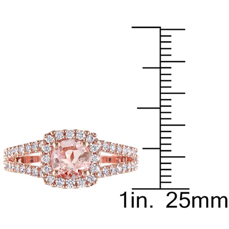 Miadora Signature Collection 14k Rose Gold Morganite and 1/2ct TDW Diamond Halo Split Shank Engagement Ring (G-H, I1-I2) - Pink
