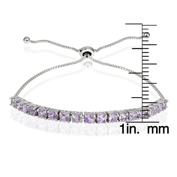 Glitzy Rocks Sterling Silver Birthstone Adjustable Slider Bracelet