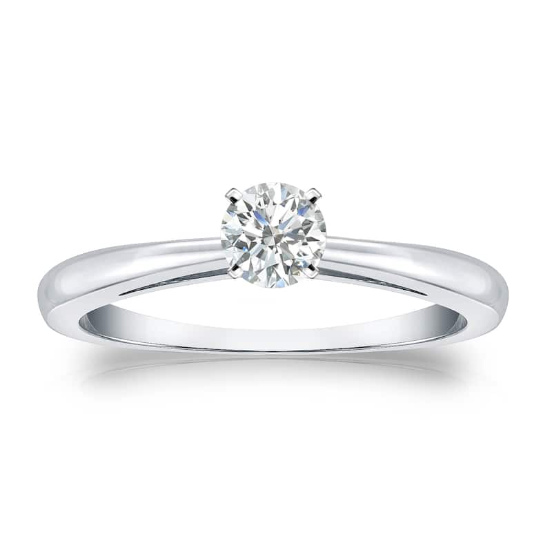 Auriya 18k Gold 1/4ctw Round Solitaire Diamond Engagement Ring - White - 4