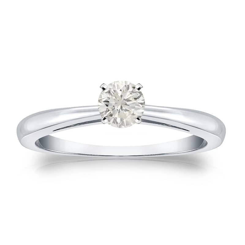 Auriya 18k Gold 1/4ctw Round Solitaire Diamond Engagement Ring - White - 4