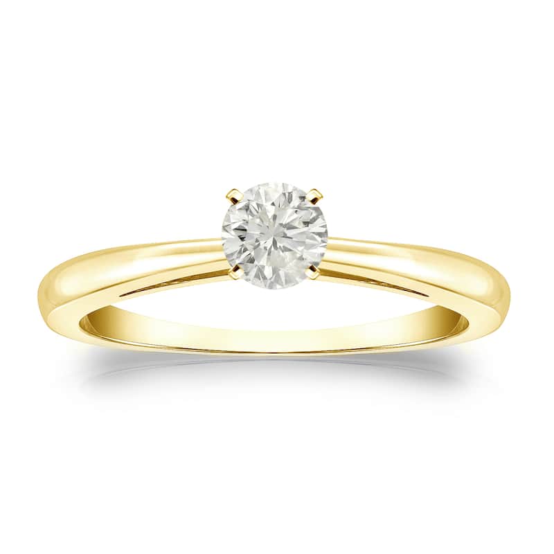 Auriya 18k Gold 1/4ctw Round Solitaire Diamond Engagement Ring